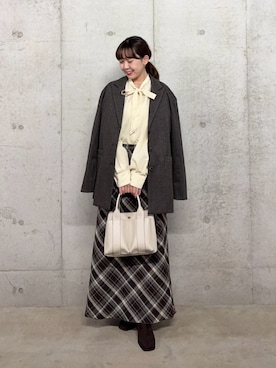 「アイテム（トートバッグ）」を使った、みてきちさん（レディース・155cm）の秋コーディネート