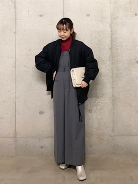 「低身長」｜「アイテム（サロペット/オーバーオール）」を使った、みてきちさん（レディース・155cm）の秋コーディネート
