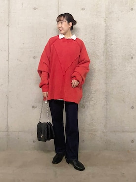 「SENSE OF PLACE by URBAN RESEARCH（センスオブプレイスバイアーバンリサーチ）のヴィンテージルーズスウェット（Tシャツ/カットソー）」を使った、みてきちさん（レディース・155cm）の秋コーディネート