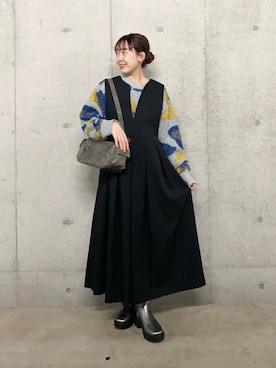 「SENSE OF PLACE by URBAN RESEARCH（センスオブプレイスバイアーバンリサーチ）のニュアンスパターンラメセーター（ニット/セーター）」を使った、みてきちさん（レディース・155cm）の秋コーディネート