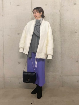 「アイテム（MA-1）」を使った、みてきちさん（レディース・155cm）の冬コーディネート