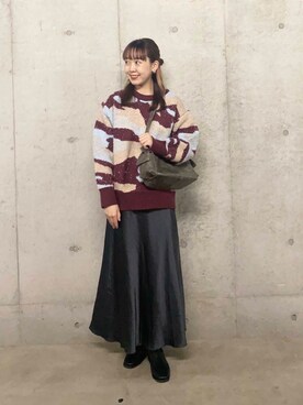 「SENSE OF PLACE by URBAN RESEARCH（センスオブプレイスバイアーバンリサーチ）のニュアンスパターンラメセーター（ニット/セーター）」を使った、みてきちさん（レディース・155cm）の秋コーディネート