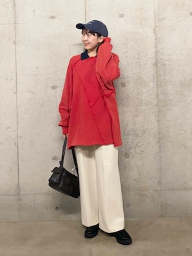 「SENSE OF PLACE by URBAN RESEARCH（センスオブプレイスバイアーバンリサーチ）のヴィンテージルーズスウェット（Tシャツ/カットソー）」を使った、みてきちさん（レディース・155cm）の冬コーディネート