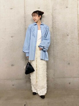 「SENSE OF PLACE by URBAN RESEARCH（センスオブプレイスバイアーバンリサーチ）のフリンジイージーパンツ（その他パンツ）」を使った、みてきちさん（レディース・155cm）の冬コーディネート