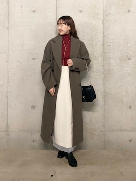 「アイテム（チェスターコート）」を使った、みてきちさん（レディース・155cm）の秋コーディネート