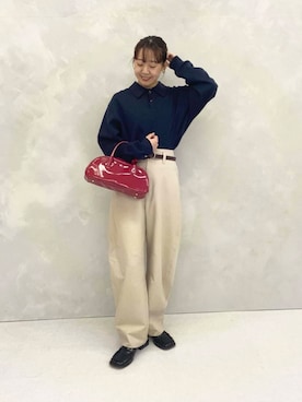 「アイテム（ポロシャツ）」を使った、みてきちさん（レディース・155cm）の秋コーディネート