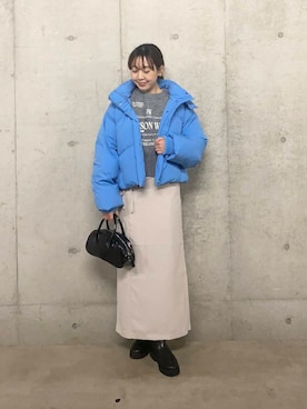 「寒い」｜「アイテム（ダウンジャケット/コート）」を使った、みてきちさん（レディース・155cm）の冬コーディネート