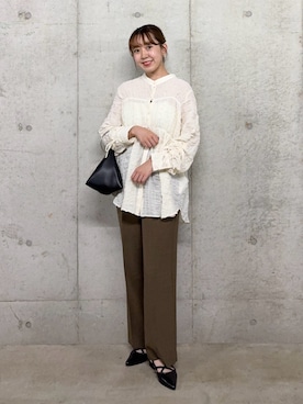 「アイテム（スラックス）」を使った、みてきちさん（レディース・155cm・20代）の夏コーディネート
