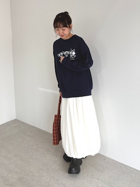 「アイテム（エコバッグ/サブバッグ）」を使った、みてきちさん（レディース・155cm）の秋コーディネート