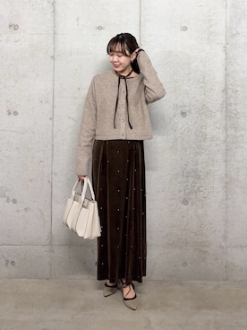 「アイテム（バッグ、ホワイト系）」を使った、みてきちさん（レディース・155cm）の冬コーディネート