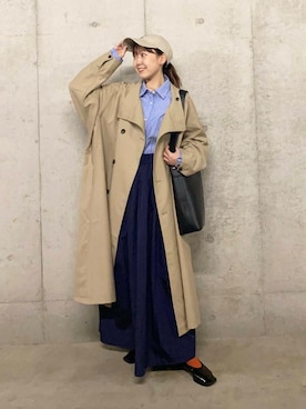 「アイテム（トレンチコート）」を使った、みてきちさん（レディース・155cm）の秋コーディネート