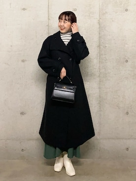 「アイテム（ステンカラーコート）」を使った、みてきちさん（レディース・155cm・20代）の冬コーディネート