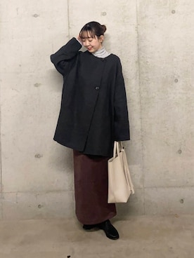「SENSE OF PLACE by URBAN RESEARCH（センスオブプレイスバイアーバンリサーチ）のポンチタイトスカート（スカート）」を使った、みてきちさん（レディース・155cm）の冬コーディネート