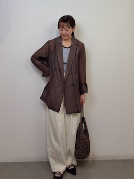 「SENSE OF PLACE by URBAN RESEARCH(センスオブプレイスバイアーバンリサーチ)の『別注』Healthknit×SENSE OF PLACE ボーダータンクトップ(タンクトップ、ブルー系)」を使った、みてきちさん(レディース・155cm)の春コーディネート
