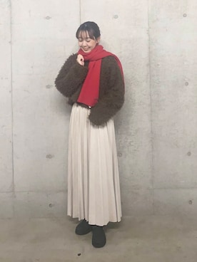 「アイテム（ストール/ショール）」を使った、みてきちさん（レディース・155cm）の冬コーディネート