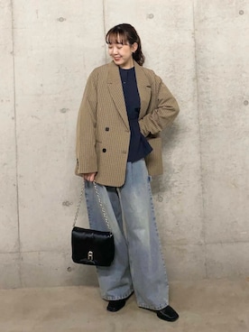 「アイテム（その他アウター、ブラウン系）」を使った、みてきちさん（レディース・155cm）の秋コーディネート