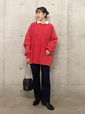 「SENSE OF PLACE by URBAN RESEARCH（センスオブプレイスバイアーバンリサーチ）のヴィンテージルーズスウェット（Tシャツ/カットソー）」を使った、みてきちさん（レディース・155cm）の秋コーディネート