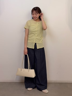 「SENSE OF PLACE by URBAN RESEARCH(センスオブプレイスバイアーバンリサーチ)の『別注』Healthknit×SENSE OF PLACE セットカーディガン(カーディガン/ボレロ、イエロー系)」を使った、みてきちさん(レディース・155cm)の春コーディネート