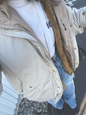 「barbour」｜「アイテム（ダウンジャケット/コート）」を使った、mh__sssさん（レディース・161cm）の冬コーディネート