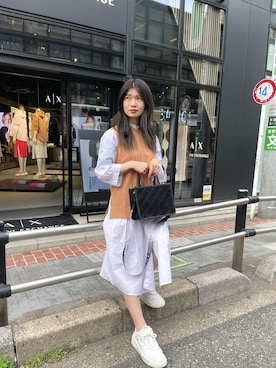 「ARMANI EXCHANGE（アルマーニエクスチェンジ）のアイテム（シャツワンピース）」を使った、Misakeyさん（レディース・160cm）の春コーディネート