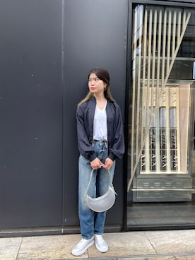「Tシャツ×デニム」｜「アイテム（ブルゾン）」を使った、Misakeyさん（レディース・160cm）の春コーディネート