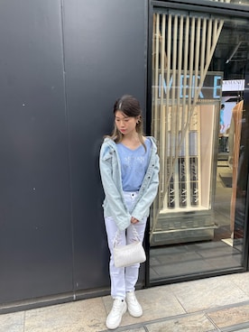 「Tシャツ×デニム」｜「アイテム（デニムジャケット）」を使った、Misakeyさん（レディース・160cm）の春コーディネート