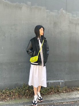 「ARMANI EXCHANGE（アルマーニエクスチェンジ）のアイテム（シャツワンピース）」を使った、Misakeyさん（レディース・160cm）の春コーディネート