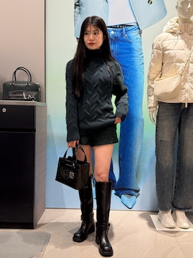 「アイテム（ブラック系）」を使った、Misakeyさん（レディース・160cm）の冬コーディネート