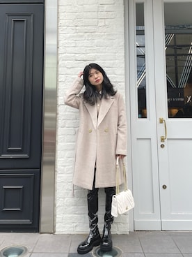 「ARMANI EXCHANGE（アルマーニエクスチェンジ）のアイテム（チェスターコート）」を使った、Misakeyさん（レディース・159cm）の秋コーディネート