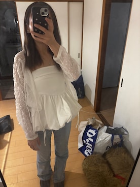 「アイテム（カーディガン/ボレロ、ホワイト系）」を使った、mikihouse415さん（レディース・156cm）の秋コーディネート