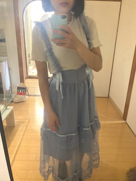 「H&M（エイチ・アンド・エム）のアイテム（Tシャツ/カットソー）」を使った、mikihouse415さん（レディース・156cm）の夏コーディネート