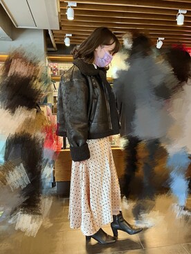 「ridersjacket」｜Bevilet  Baeさん（レディース・160cm）の冬コーディネート