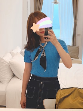 「blue」｜「アイテム（スカート）」を使った、Bevilet  Baeさん（レディース・160cm）の秋コーディネート