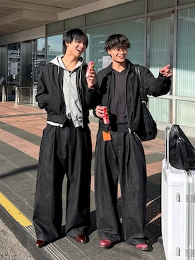 「SINSS（シンス）のアイテム（パンツ）」を使った、てるさん（メンズ・181cm）の冬コーディネート