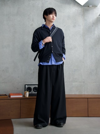 「SINSS(シンス)のKnit polo cardigan / ニットポロカーディガン(カーディガン/ボレロ)」を使った、てるさん(メンズ・181cm)の冬コーディネート