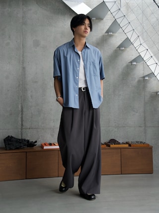 「SINSS(シンス)のWide silhouette HS shirt / ワイドシルエットHSシャツ(シャツ/ブラウス)」を使った、てるさん(メンズ・181cm)の夏コーディネート