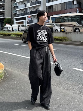 「SINSS（シンス）の2way mini boston bag / 2wayミニボストンバッグ（長さ調節可能）（ボストンバッグ）」を使った、てるさん（メンズ・181cm）の夏コーディネート
