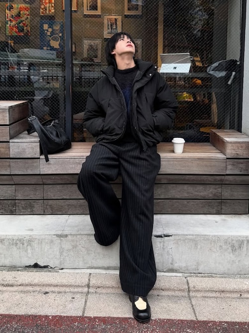 SINSS スラックス Flannel two tuck wide striped slacks / フランネル