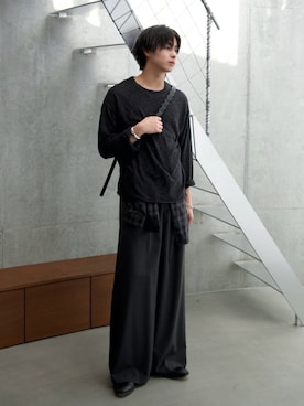 「SINSS（シンス）のアイテム（トップス）」を使った、てるさん（メンズ・181cm）の春コーディネート