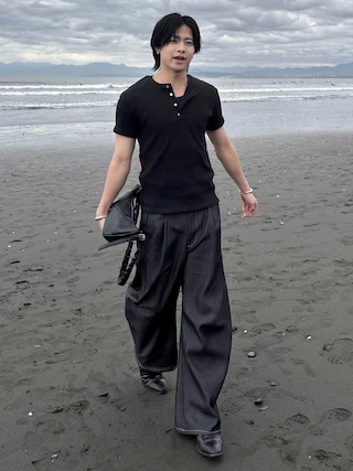 「SINSS（シンス）のSlim fit tank top / スリムフィットタンクトップ（タンクトップ）」を使った、てるさん（メンズ・181cm）の夏コーディネート