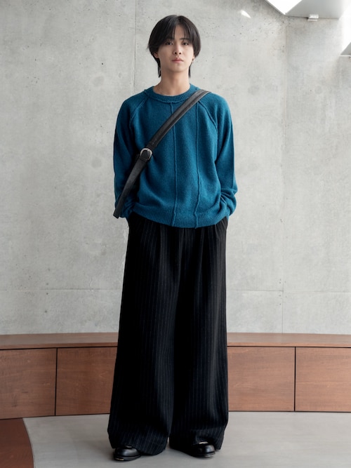 Flannel two tuck wide striped slacks / フランネル2タックワイド