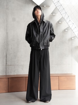 ノリボーwide stripe slacks グレー&ブラック　2本セット Two tuck wide straight stripe slacks / 2タックワイドストレート