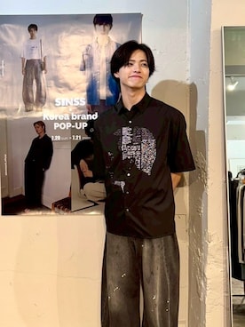 「SINSS（シンス）のアイテム（トップス）」を使った、てるさん（メンズ・181cm）の夏コーディネート