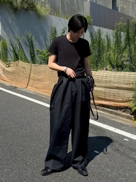 「SINSS（シンス）のWide balloon denim / ワイドバルーンデニム（デニムパンツ）」を使った、てるさん（メンズ・181cm）の夏コーディネート