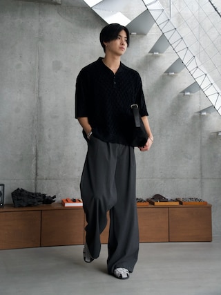 「SINSS（シンス）のCompact knit HS polo shirt / コンパクトニットショートスリーブポロシャツ（シャツ/ブラウス）」を使った、てるさん（メンズ・181cm）の夏コーディネート