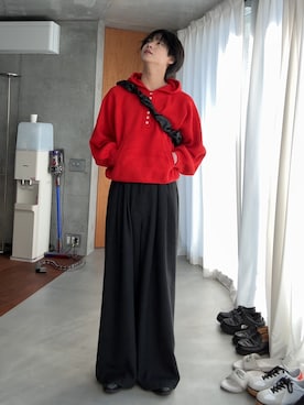 「アイテム（スウェットパンツ）」を使った、てるさん（メンズ・181cm）の秋コーディネート