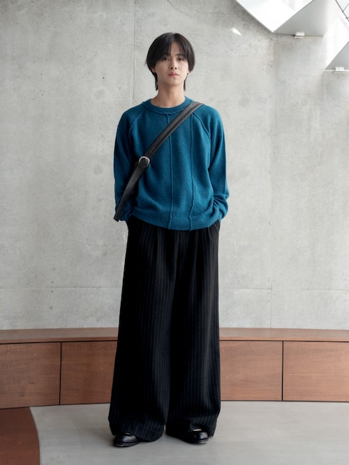 SINSS スラックス Flannel two tuck wide striped slacks / フランネル