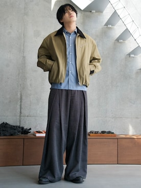 「SINSS（シンス）のBox cut shirt / ボックスカットシャツ（シャツ/ブラウス、ブルー系）」を使った、てるさん（メンズ・181cm）の夏コーディネート