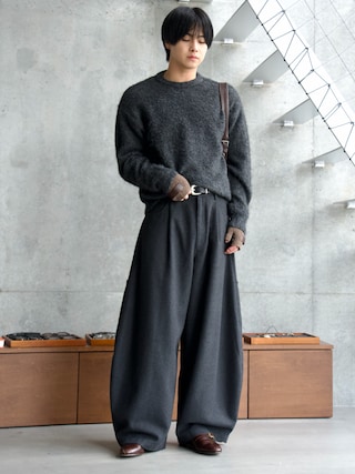 「SINSS(シンス)のBasic shaggy knit / ベーシックシャギーニット(ニット/セーター)」を使った、てるさん(メンズ・181cm)の秋コーディネート