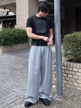「SINSS（シンス）のGraphic compact T-shirt / グラフィックコンパクトTシャツ（Tシャツ/カットソー、その他）」を使った、てるさん（メンズ・181cm）の春コーディネート